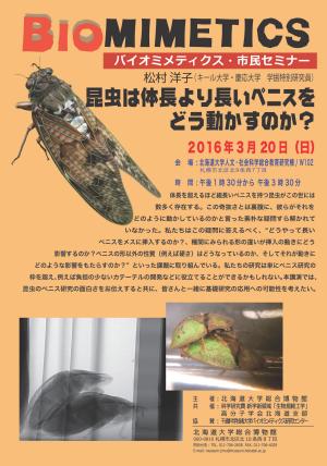 【3月20日開催】 「バイオミメティクス市民セミナー （第５１回） −「昆虫は体長より長いペニスをどう動かすのか？」